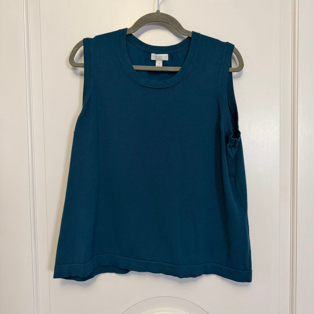Charter Club Knit Tank Top Women 2X Teal Blue